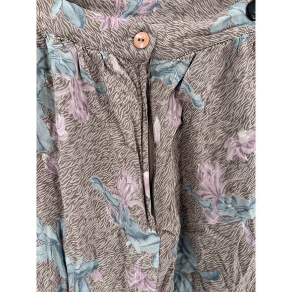 Ms Interpret Vintage Skirt Womens XS Pink Blue Floral Midi Pleated Pockets Zip - Picture 10 of 13